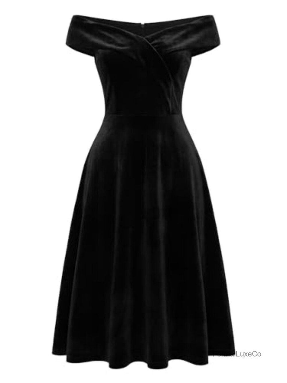 Velvet Off Shoulder A-Line Cocktail Dress Wedding Guest Evening Party